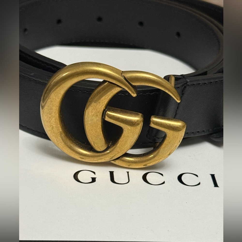 Gucci Black Belt with Gold Buckle
